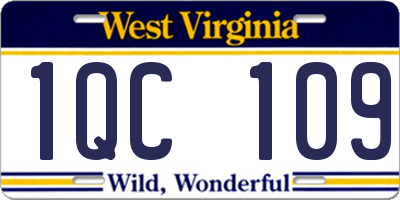 WV license plate 1QC109