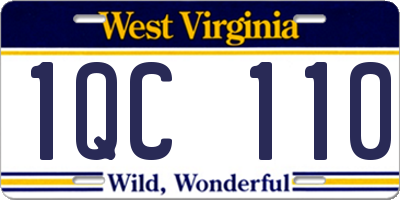 WV license plate 1QC110