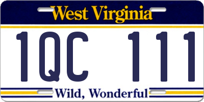 WV license plate 1QC111