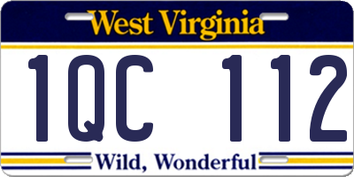 WV license plate 1QC112