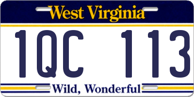WV license plate 1QC113