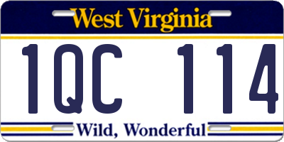 WV license plate 1QC114