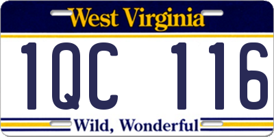 WV license plate 1QC116