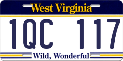 WV license plate 1QC117