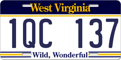WV license plate 1QC137