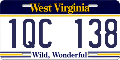 WV license plate 1QC138