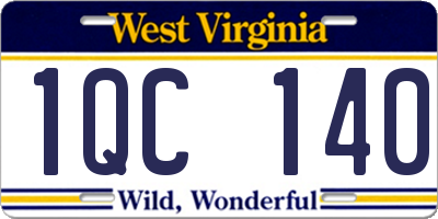 WV license plate 1QC140