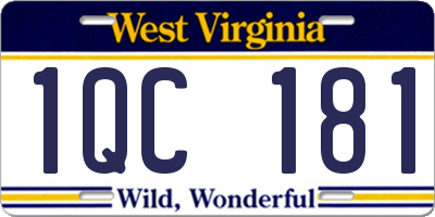 WV license plate 1QC181