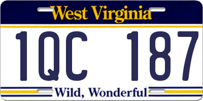 WV license plate 1QC187