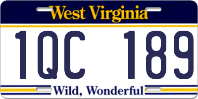 WV license plate 1QC189