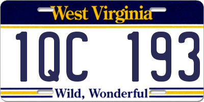 WV license plate 1QC193
