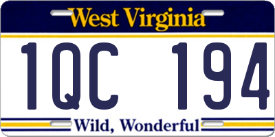WV license plate 1QC194