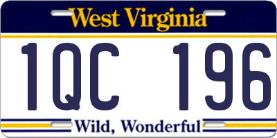 WV license plate 1QC196