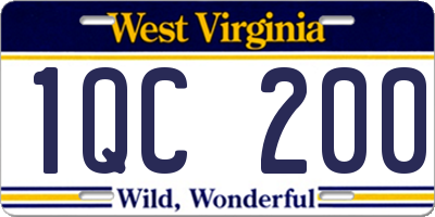 WV license plate 1QC200
