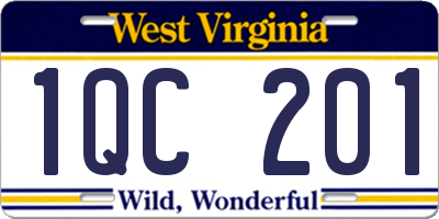 WV license plate 1QC201
