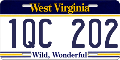 WV license plate 1QC202