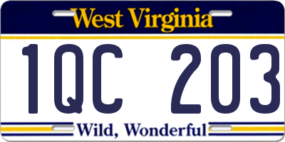 WV license plate 1QC203