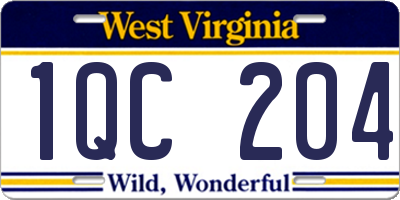 WV license plate 1QC204