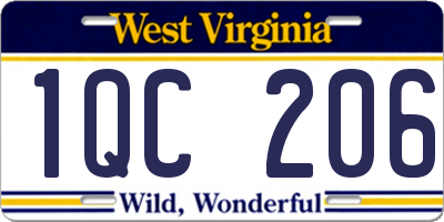 WV license plate 1QC206