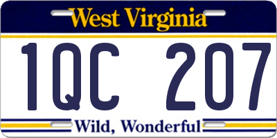 WV license plate 1QC207
