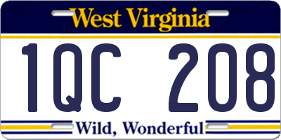 WV license plate 1QC208