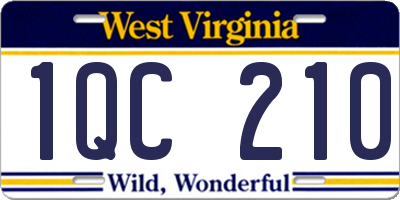 WV license plate 1QC210