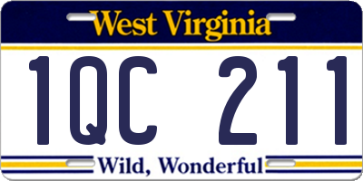 WV license plate 1QC211