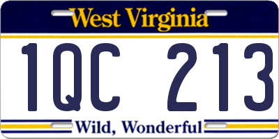 WV license plate 1QC213