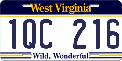 WV license plate 1QC216