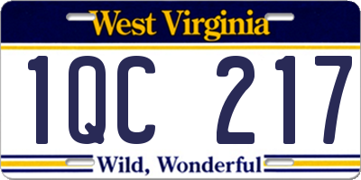 WV license plate 1QC217