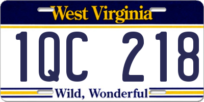 WV license plate 1QC218