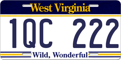 WV license plate 1QC222