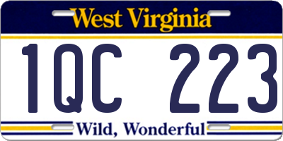 WV license plate 1QC223