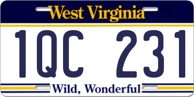 WV license plate 1QC231