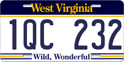 WV license plate 1QC232