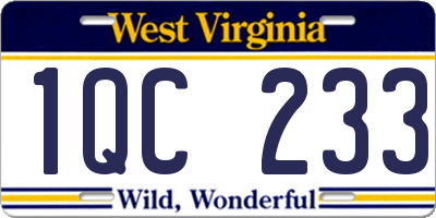 WV license plate 1QC233