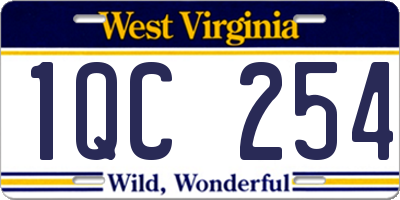 WV license plate 1QC254