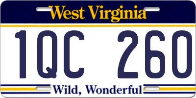 WV license plate 1QC260