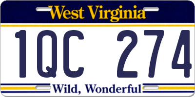 WV license plate 1QC274