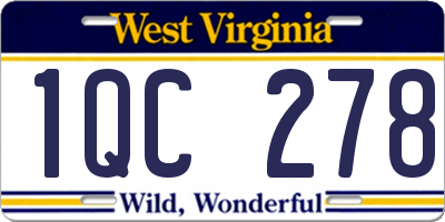 WV license plate 1QC278