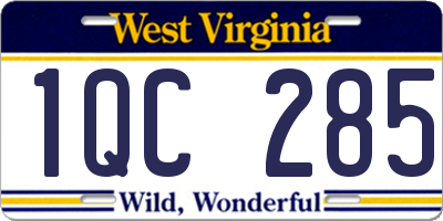 WV license plate 1QC285