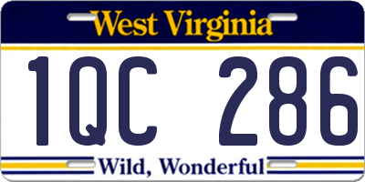 WV license plate 1QC286