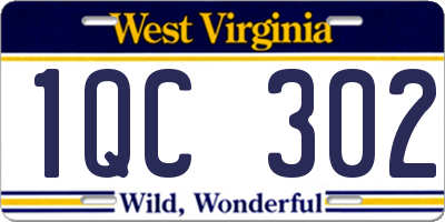 WV license plate 1QC302