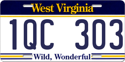 WV license plate 1QC303