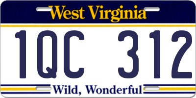 WV license plate 1QC312