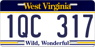 WV license plate 1QC317