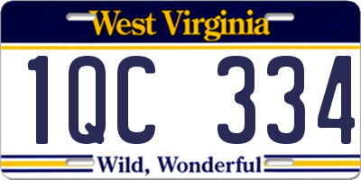 WV license plate 1QC334