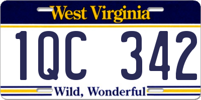 WV license plate 1QC342