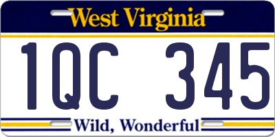 WV license plate 1QC345