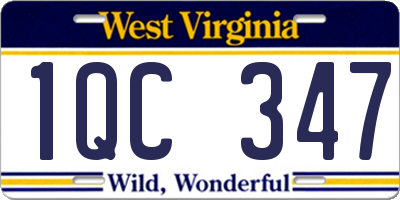 WV license plate 1QC347